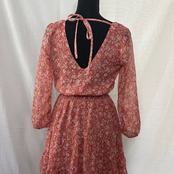 Hollister soft paisley fallboho dress pink super cute small - long sleeve - 0400 - Picture 3 of 4